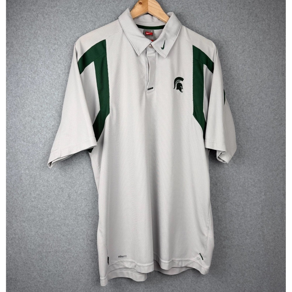Vintage Nike Team Michigan State Spartans Polo Collared swoosh Shirt Men's Large